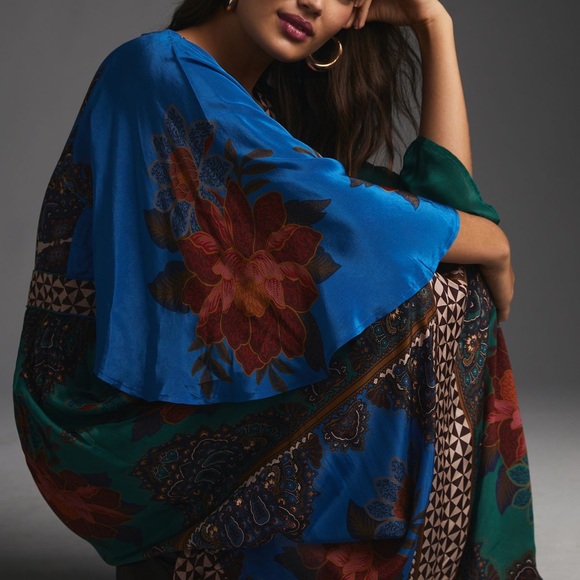 Farm Rio for Anthropologie Multicolor Floral Maxi Dress XL Petite - Picture 13 of 14